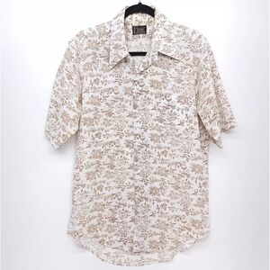 Vintage TOWNCRAFT Button Up Shirt Penn Prest Penneys Men's L Big Collar Colonial